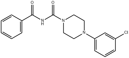 N-benzoyl-4-(3-chlorophenyl)-1-piperazinecarboxamide Struktur