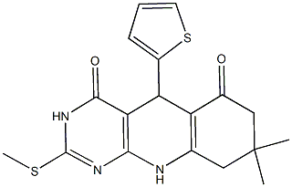 8,8-dimethyl-2-(methylsulfanyl)-5-(2-thienyl)-5,8,9,10-tetrahydropyrimido[4,5-b]quinoline-4,6(3H,7H)-dione Struktur