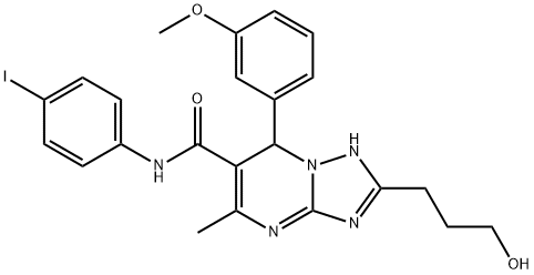 2-(3-hydroxypropyl)-N-(4-iodophenyl)-7-(3-methoxyphenyl)-5-methyl-4,7-dihydro[1,2,4]triazolo[1,5-a]pyrimidine-6-carboxamide Struktur