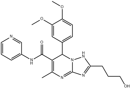 7-(3,4-dimethoxyphenyl)-2-(3-hydroxypropyl)-5-methyl-N-(3-pyridinyl)-4,7-dihydro[1,2,4]triazolo[1,5-a]pyrimidine-6-carboxamide Struktur