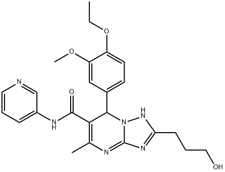 7-(4-ethoxy-3-methoxyphenyl)-2-(3-hydroxypropyl)-5-methyl-N-(3-pyridinyl)-4,7-dihydro[1,2,4]triazolo[1,5-a]pyrimidine-6-carboxamide Struktur