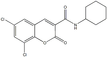 6,8-dichloro-N-cyclohexyl-2-oxo-2H-chromene-3-carboxamide Struktur