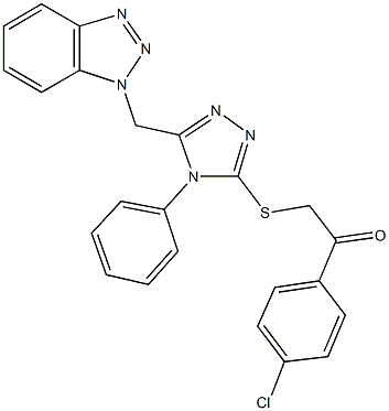 2-{[5-(1H-1,2,3-benzotriazol-1-ylmethyl)-4-phenyl-4H-1,2,4-triazol-3-yl]sulfanyl}-1-(4-chlorophenyl)ethanone Struktur