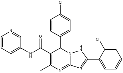 2-(2-chlorophenyl)-7-(4-chlorophenyl)-5-methyl-N-(3-pyridinyl)-4,7-dihydro[1,2,4]triazolo[1,5-a]pyrimidine-6-carboxamide Struktur