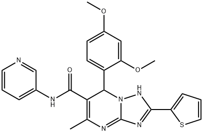 7-(2,4-dimethoxyphenyl)-5-methyl-N-(3-pyridinyl)-2-(2-thienyl)-4,7-dihydro[1,2,4]triazolo[1,5-a]pyrimidine-6-carboxamide Struktur