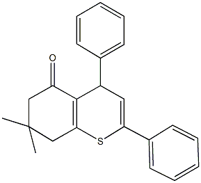 7,7-dimethyl-2,4-diphenyl-4,6,7,8-tetrahydro-5H-thiochromen-5-one Struktur