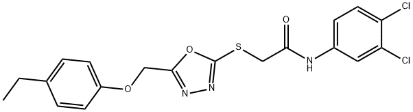 N-(3,4-dichlorophenyl)-2-({5-[(4-ethylphenoxy)methyl]-1,3,4-oxadiazol-2-yl}sulfanyl)acetamide Struktur