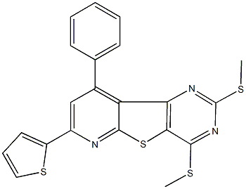 2,4-bis(methylsulfanyl)-9-phenyl-7-(2-thienyl)pyrido[3',2':4,5]thieno[3,2-d]pyrimidine Struktur