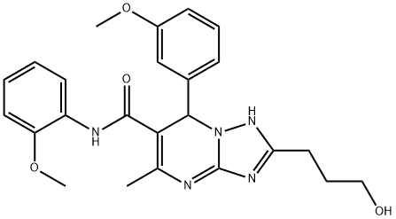 2-(3-hydroxypropyl)-N-(2-methoxyphenyl)-7-(3-methoxyphenyl)-5-methyl-4,7-dihydro[1,2,4]triazolo[1,5-a]pyrimidine-6-carboxamide Struktur