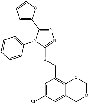 (6-chloro-4H-1,3-benzodioxin-8-yl)methyl 5-(2-furyl)-4-phenyl-4H-1,2,4-triazol-3-yl sulfide Struktur