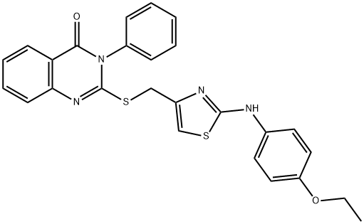 2-({[2-(4-ethoxyanilino)-1,3-thiazol-4-yl]methyl}sulfanyl)-3-phenyl-4(3H)-quinazolinone Struktur