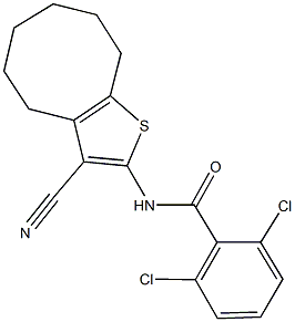 2,6-dichloro-N-(3-cyano-4,5,6,7,8,9-hexahydrocycloocta[b]thien-2-yl)benzamide Struktur