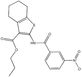 propyl 2-({3-nitrobenzoyl}amino)-4,5,6,7-tetrahydro-1-benzothiophene-3-carboxylate Struktur