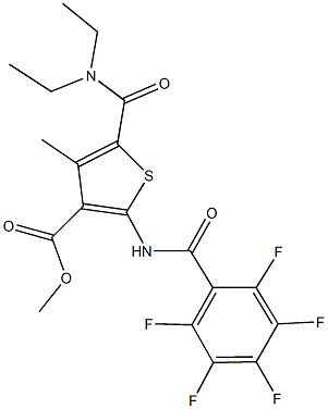 methyl 5-[(diethylamino)carbonyl]-4-methyl-2-[(2,3,4,5,6-pentafluorobenzoyl)amino]-3-thiophenecarboxylate Struktur