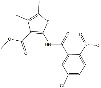 methyl 2-({5-chloro-2-nitrobenzoyl}amino)-4,5-dimethyl-3-thiophenecarboxylate Struktur