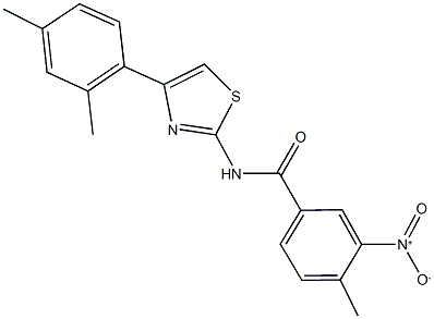 N-[4-(2,4-dimethylphenyl)-1,3-thiazol-2-yl]-3-nitro-4-methylbenzamide Struktur