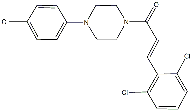 1-(4-chlorophenyl)-4-[3-(2,6-dichlorophenyl)acryloyl]piperazine Struktur