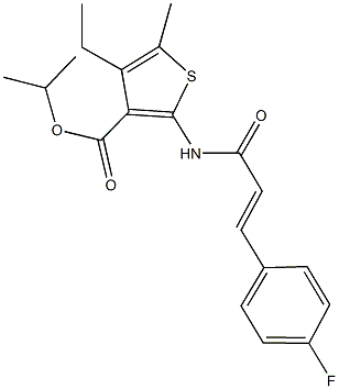 isopropyl 4-ethyl-2-{[3-(4-fluorophenyl)acryloyl]amino}-5-methyl-3-thiophenecarboxylate Struktur