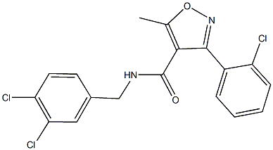 3-(2-chlorophenyl)-N-(3,4-dichlorobenzyl)-5-methyl-4-isoxazolecarboxamide Struktur