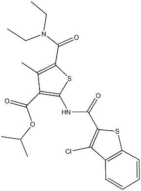 isopropyl 2-{[(3-chloro-1-benzothien-2-yl)carbonyl]amino}-5-[(diethylamino)carbonyl]-4-methyl-3-thiophenecarboxylate Struktur