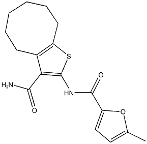 N-[3-(aminocarbonyl)-4,5,6,7,8,9-hexahydrocycloocta[b]thien-2-yl]-5-methyl-2-furamide Struktur