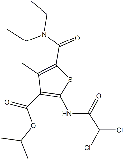 isopropyl 2-[(dichloroacetyl)amino]-5-[(diethylamino)carbonyl]-4-methyl-3-thiophenecarboxylate Struktur