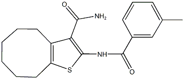 2-[(3-methylbenzoyl)amino]-4,5,6,7,8,9-hexahydrocycloocta[b]thiophene-3-carboxamide Struktur