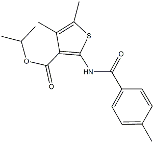 isopropyl 4,5-dimethyl-2-[(4-methylbenzoyl)amino]-3-thiophenecarboxylate Struktur