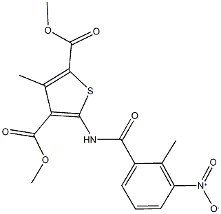 dimethyl 5-({3-nitro-2-methylbenzoyl}amino)-3-methyl-2,4-thiophenedicarboxylate Struktur