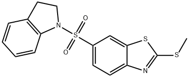 6-(2,3-dihydro-1H-indol-1-ylsulfonyl)-2-(methylsulfanyl)-1,3-benzothiazole Struktur