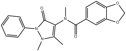 N-(1,5-dimethyl-3-oxo-2-phenyl-2,3-dihydro-1H-pyrazol-4-yl)-N-methyl-1,3-benzodioxole-5-carboxamide Struktur