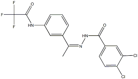 N-{3-[N-(3,4-dichlorobenzoyl)ethanehydrazonoyl]phenyl}-2,2,2-trifluoroacetamide Struktur