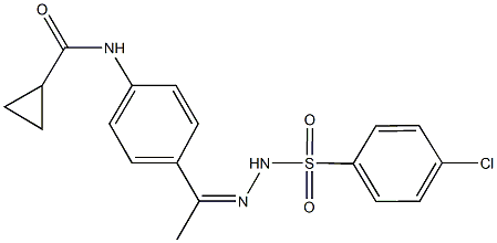 N-(4-{N-[(4-chlorophenyl)sulfonyl]ethanehydrazonoyl}phenyl)cyclopropanecarboxamide Struktur