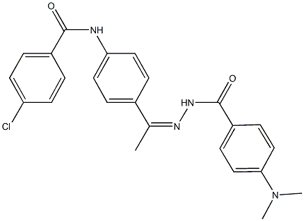 4-chloro-N-(4-{N-[4-(dimethylamino)benzoyl]ethanehydrazonoyl}phenyl)benzamide Struktur