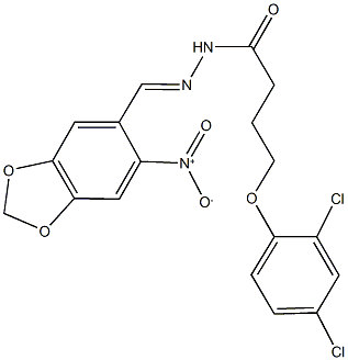 4-(2,4-dichlorophenoxy)-N'-({6-nitro-1,3-benzodioxol-5-yl}methylene)butanohydrazide Struktur