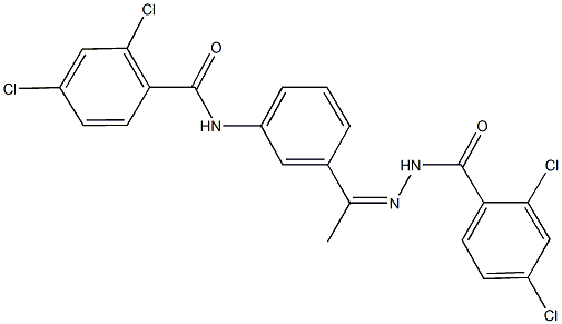 2,4-dichloro-N-{3-[N-(2,4-dichlorobenzoyl)ethanehydrazonoyl]phenyl}benzamide Struktur