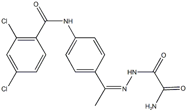 N-(4-{N-[amino(oxo)acetyl]ethanehydrazonoyl}phenyl)-2,4-dichlorobenzamide Struktur