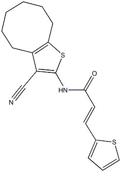 N-(3-cyano-4,5,6,7,8,9-hexahydrocycloocta[b]thien-2-yl)-3-(2-thienyl)acrylamide Struktur