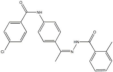 4-chloro-N-{4-[N-(2-methylbenzoyl)ethanehydrazonoyl]phenyl}benzamide Struktur