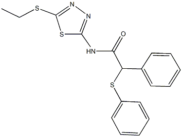 N-[5-(ethylsulfanyl)-1,3,4-thiadiazol-2-yl]-2-phenyl-2-(phenylsulfanyl)acetamide Struktur