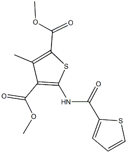 dimethyl 3-methyl-5-[(2-thienylcarbonyl)amino]-2,4-thiophenedicarboxylate Struktur