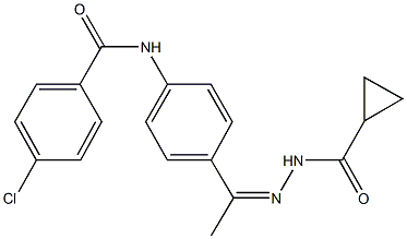 4-chloro-N-{4-[N-(cyclopropylcarbonyl)ethanehydrazonoyl]phenyl}benzamide Struktur