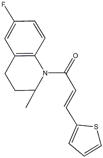 6-fluoro-2-methyl-1-[3-(2-thienyl)acryloyl]-1,2,3,4-tetrahydroquinoline Struktur