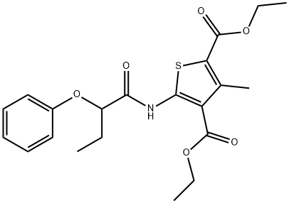 diethyl 3-methyl-5-[(2-phenoxybutanoyl)amino]-2,4-thiophenedicarboxylate Struktur