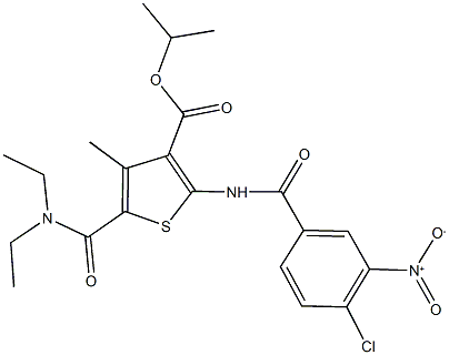 isopropyl 2-({4-chloro-3-nitrobenzoyl}amino)-5-[(diethylamino)carbonyl]-4-methyl-3-thiophenecarboxylate Struktur