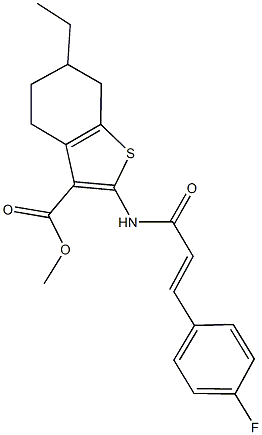 methyl 6-ethyl-2-{[3-(4-fluorophenyl)acryloyl]amino}-4,5,6,7-tetrahydro-1-benzothiophene-3-carboxylate Struktur