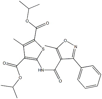 diisopropyl 3-methyl-5-{[(5-methyl-3-phenyl-4-isoxazolyl)carbonyl]amino}-2,4-thiophenedicarboxylate Struktur