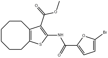 methyl 2-[(5-bromo-2-furoyl)amino]-4,5,6,7,8,9-hexahydrocycloocta[b]thiophene-3-carboxylate Struktur