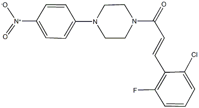 1-[3-(2-chloro-6-fluorophenyl)acryloyl]-4-{4-nitrophenyl}piperazine Struktur