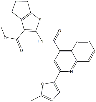 methyl 2-({[2-(5-methyl-2-furyl)-4-quinolinyl]carbonyl}amino)-5,6-dihydro-4H-cyclopenta[b]thiophene-3-carboxylate Struktur